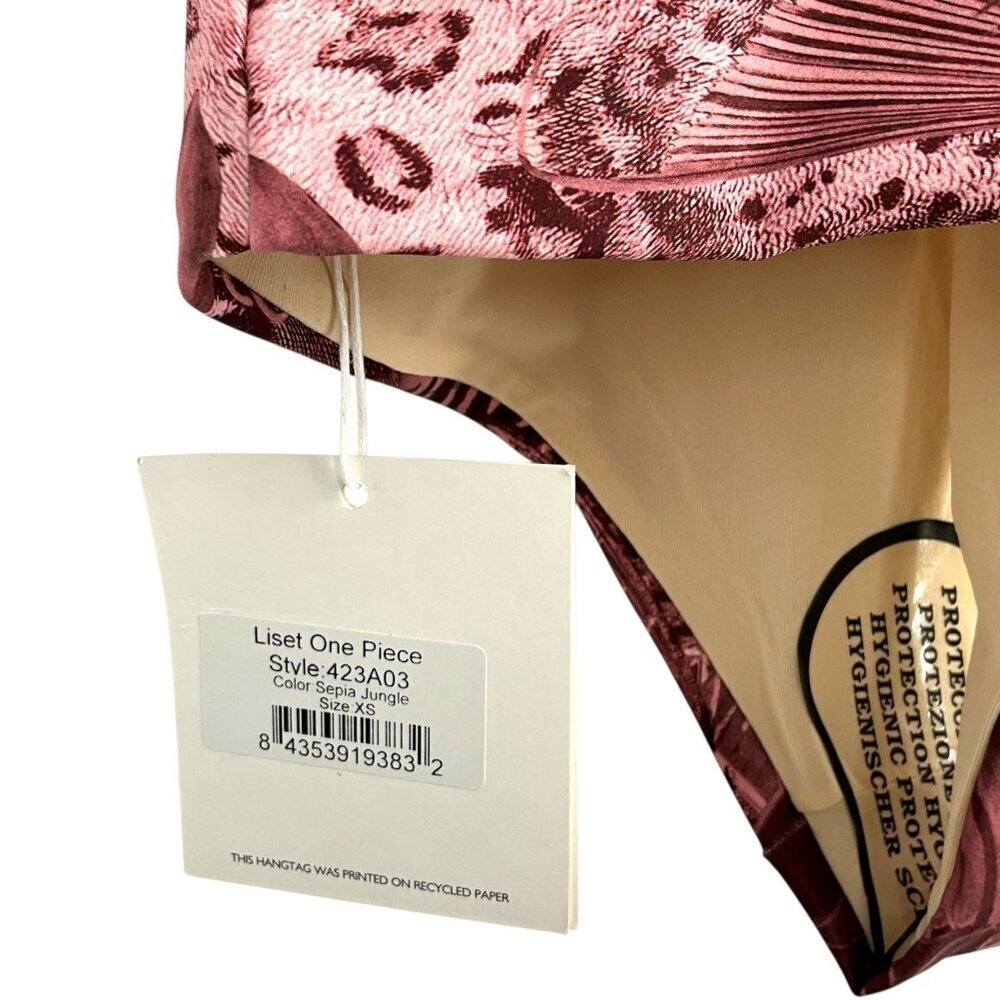 NWT Carolina K Liset One Piece Swimsuit Sepia Jungle Deep V Neck Back Size XS - Picture 7 of 10